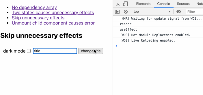 Example to demonstrate how to skip unnecessary effects