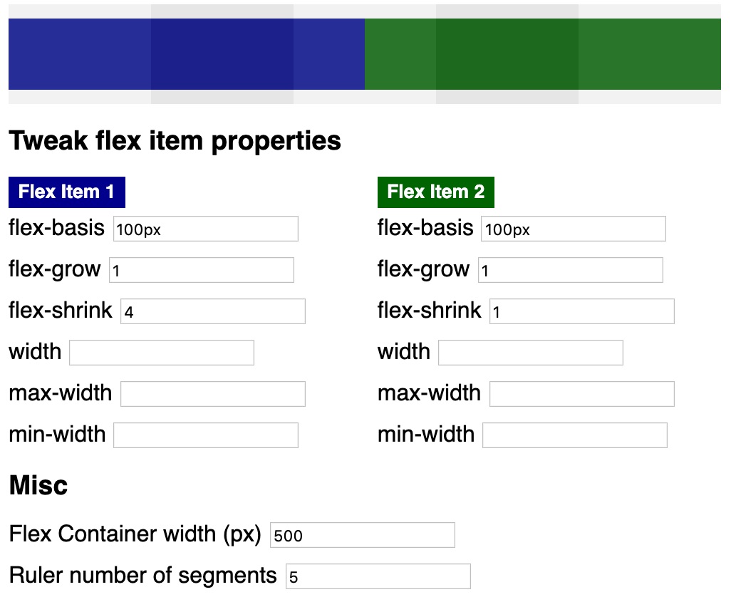 Specified flex-shrink and flex-grow properties