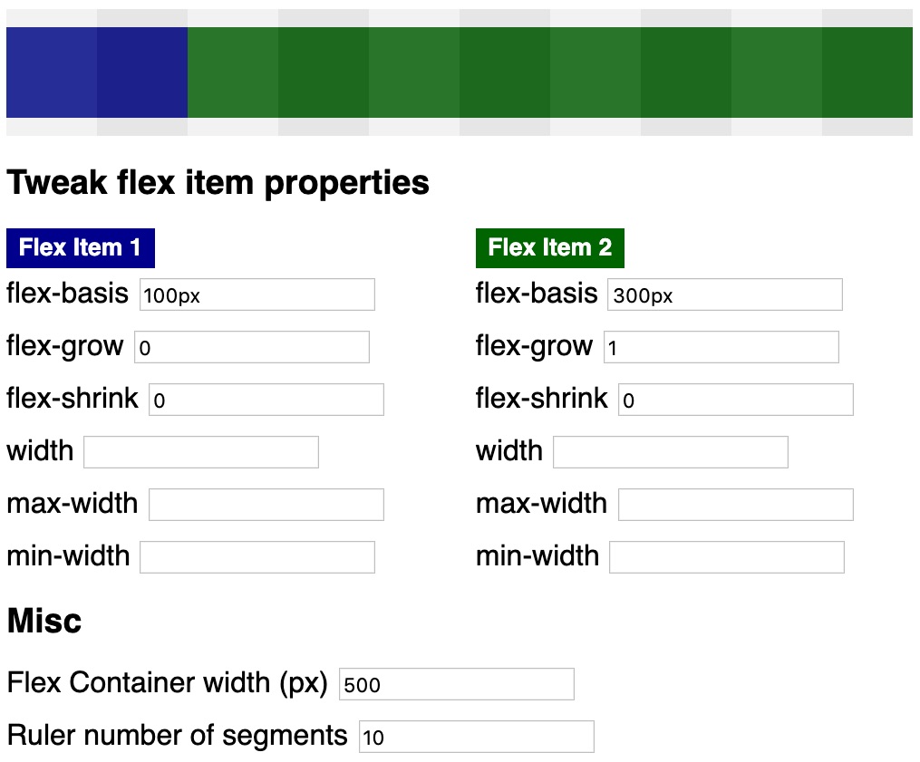 Codesandbox for exploring flex item properties