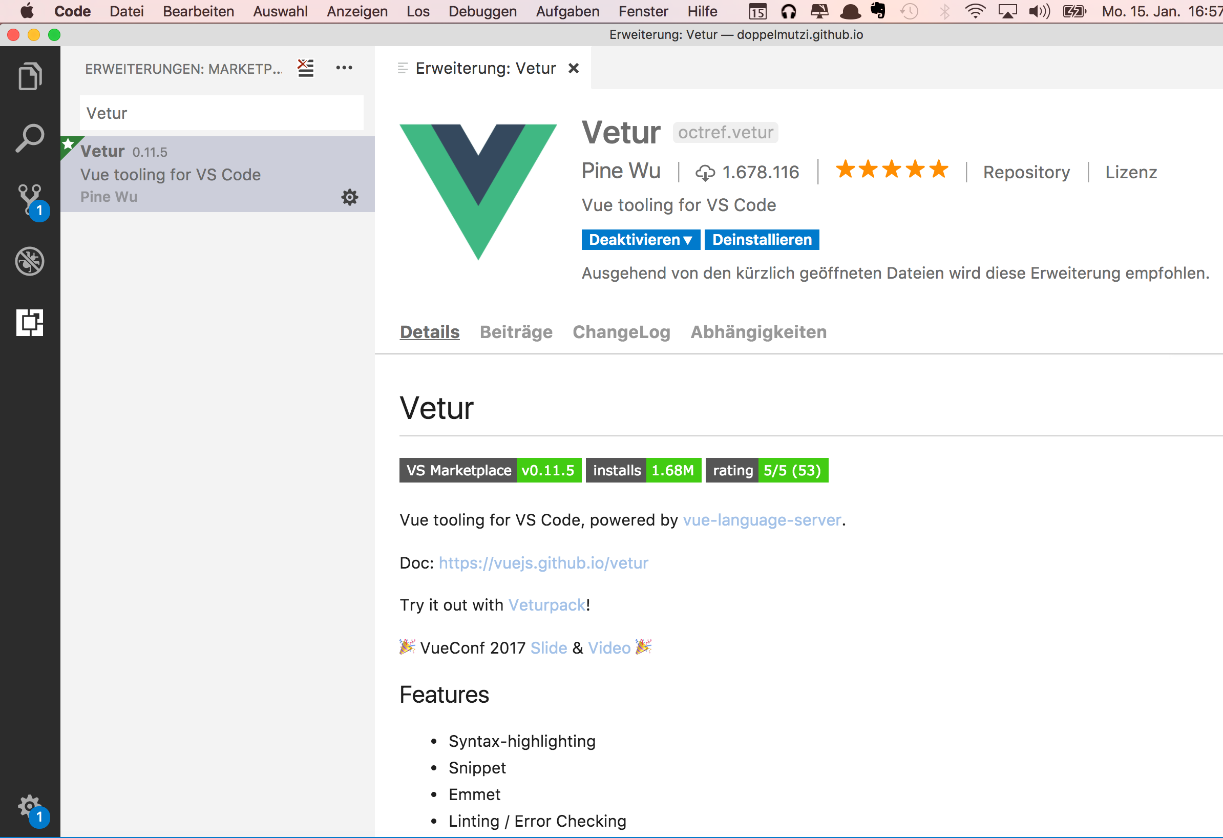 Vetur adds sophisticated Vue.js support to Visual Studio Code